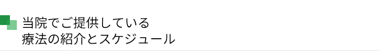 当院でご提供している療法の紹介とスケジュール